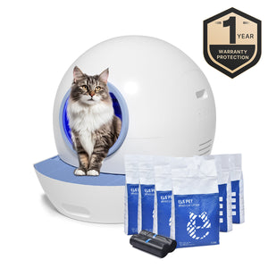 Els Pet Spaceship Self Cleaning Litter Box with 1-Year Warranty & 6 Bags of Litter