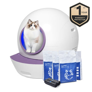 Els Pet Spaceship Self Cleaning Litter Box with 1-Year Warranty & 4 Bags of Litter