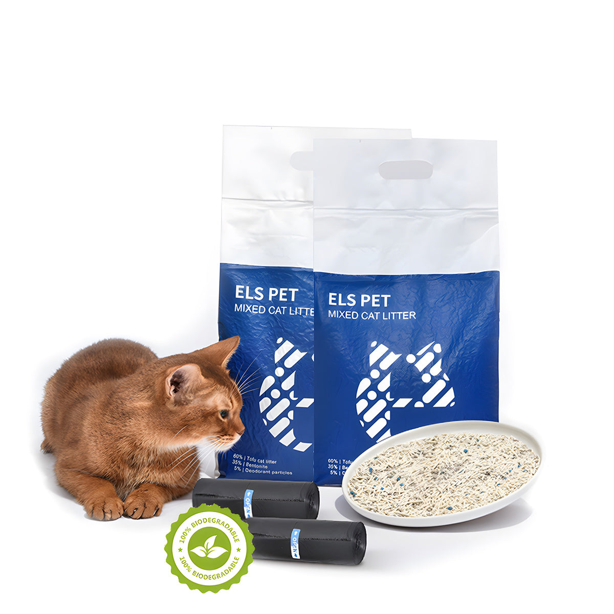 Pet Parent's Choice: Mixed Cat Litter & Degradable Trash Bag Bundle