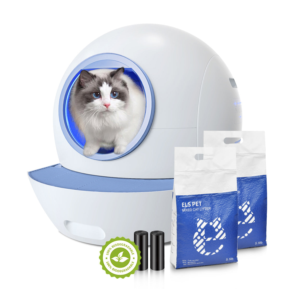 Els Pet Spaceship Self Cleaning Litter Box Eco-friendly Clean Bundle