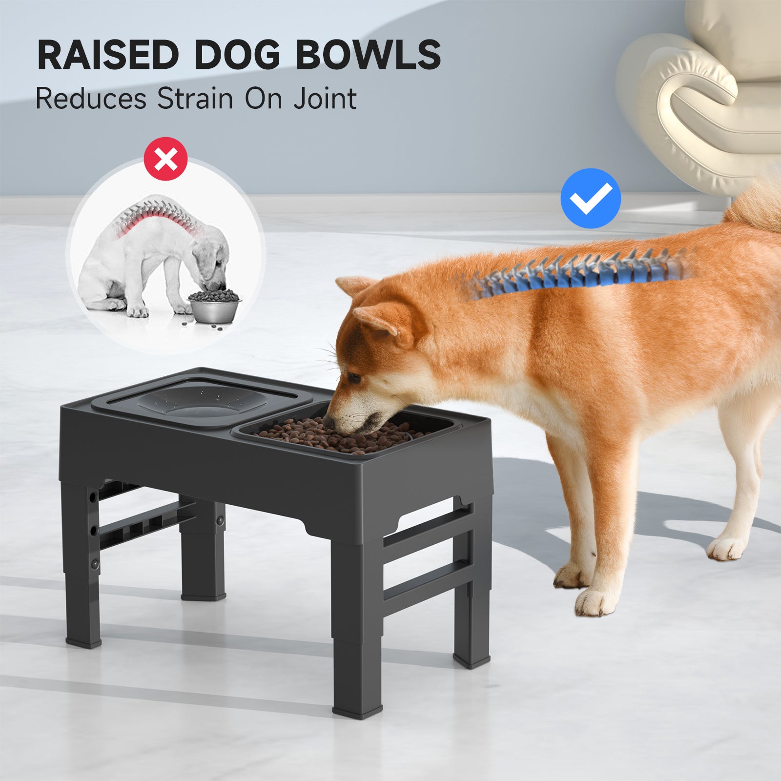 Elevated Dog Bowls, 2-in-1 Raised Slow Feeder Dog Bowls with No Spill Dog  Water Bowl, 4 Height Adjustable Raised Dog Bowl Stand, Non-Slip Dog Food  Bowl for Small Medium Large Dogs and